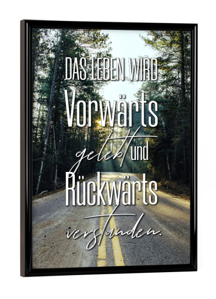 Poster mit schwarzem Rahmen "Vorwärts" artboxONE - Typografie,Menschen - Mut,Leben,Optimismus,Weißheit