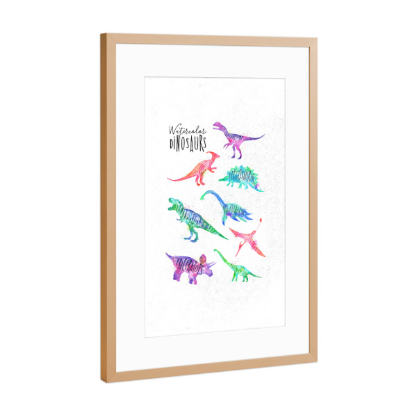 Poster mit Rahmen Kupfer "Dinosaurus vivid colors" artboxONE - Für Kinder,Tiere,Fiktion - Dino