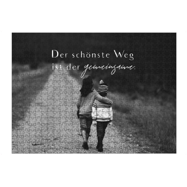 artboxONE Puzzle "Der gemeinsame Weg" artboxONE - Typografie,Menschen,Schwarzweiß - Weg,Freundschaft,Gemeinsam,Liebe - Bild weg