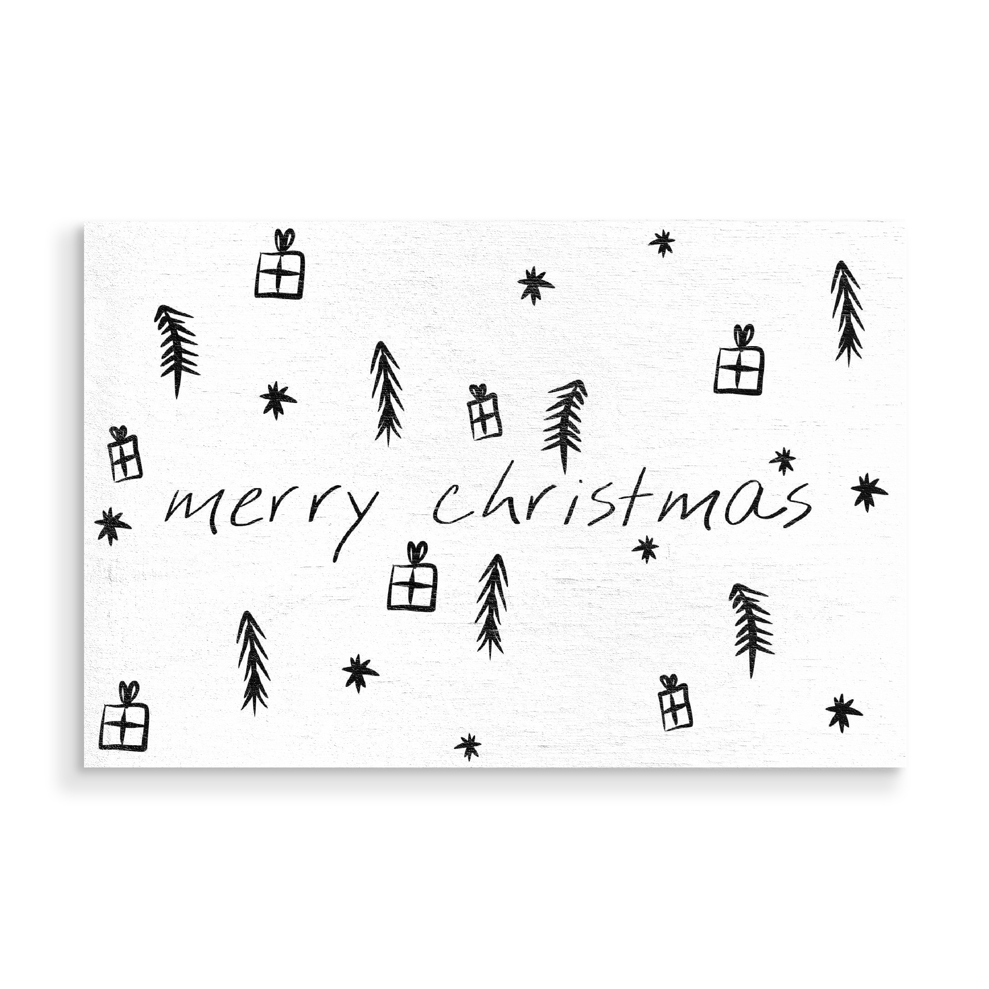 Holzbild "Merry christmas Tannenbaum" artboxONE - Schwarzweiß,Weihnachten - Weihnachten,Weihnachtsbaum,Grüße,Geschenke,Lettering