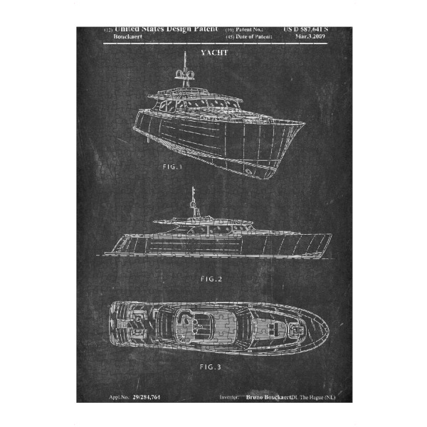 artboxONE Puzzle "Yacht Patent (Tafel)" artboxONE - Reise,Schwarzweiß,Reise / Strand und Meer - Segelboot,Patent,Retro,Segel,Boot,Schiff,Meer,Yacht