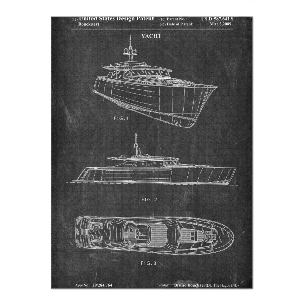 Puzzle Ravensburger "Yacht Patent (Tafel)" artboxONE - Reise,Schwarzweiß,Reise / Strand und Meer - Segelboot,Patent,Retro,Segel,Boot,Schiff,Meer,Yacht