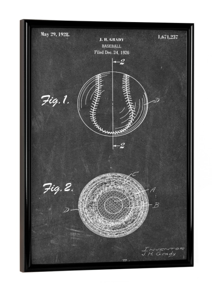 Poster mit schwarzem Rahmen "Baseball Patent III (Tafel)" artboxONE - Schwarzweiß,Sport - Sport,Baseball,Vintage,Retro,Patent,Entwurf,Usa,America