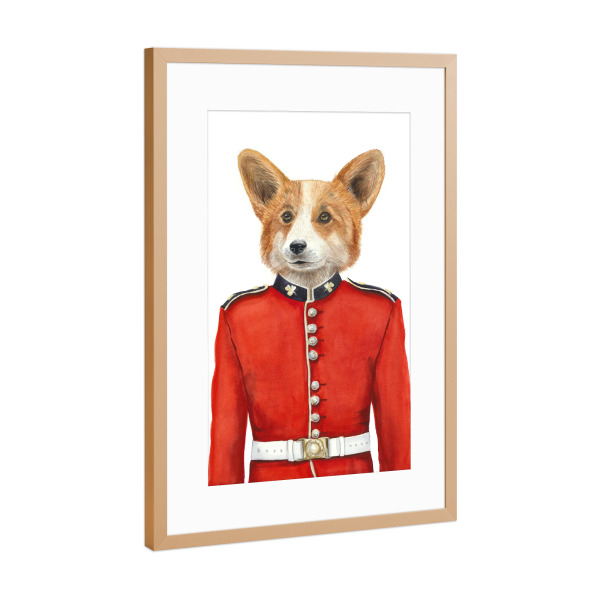 Poster mit Rahmen Kupfer "Welsh Corgi in Uniform" artboxONE - Für Kinder,Tiere - Uniform,Viktorianisch,Armee,Marine,Soldat,Tier,Hund,Corgi,Welsh corgi