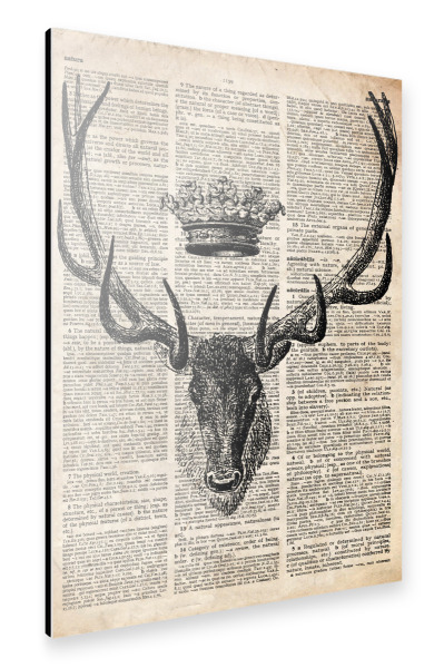 Alu-Dibond "Hirsch und eine Krone" 30x20 cm artboxONE