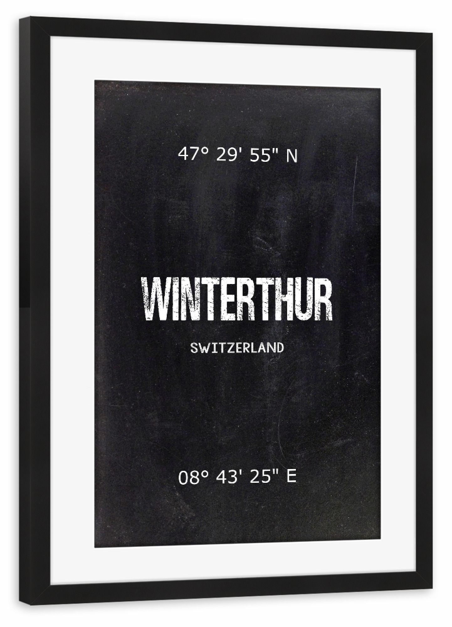 Poster mit Rahmen schwarz "Winterthur Wall Art" artboxONE - Städte,Reise,Schwarzweiß - Switzerland,Art,Winterthur