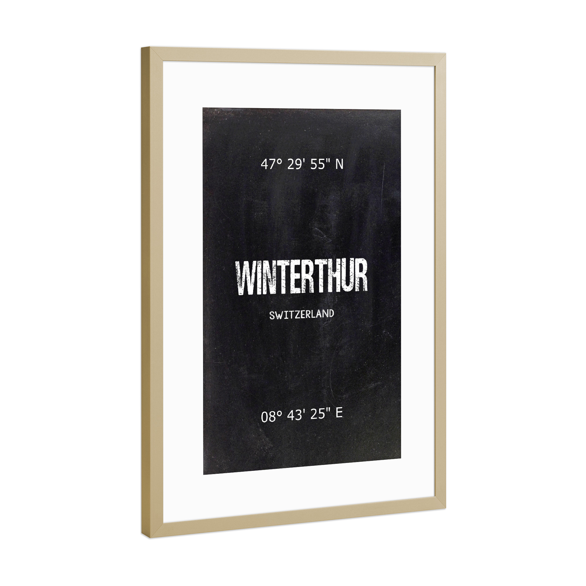 Poster mit Rahmen Gold "Winterthur Wall Art" artboxONE - Städte,Reise,Schwarzweiß - Switzerland,Art,Winterthur