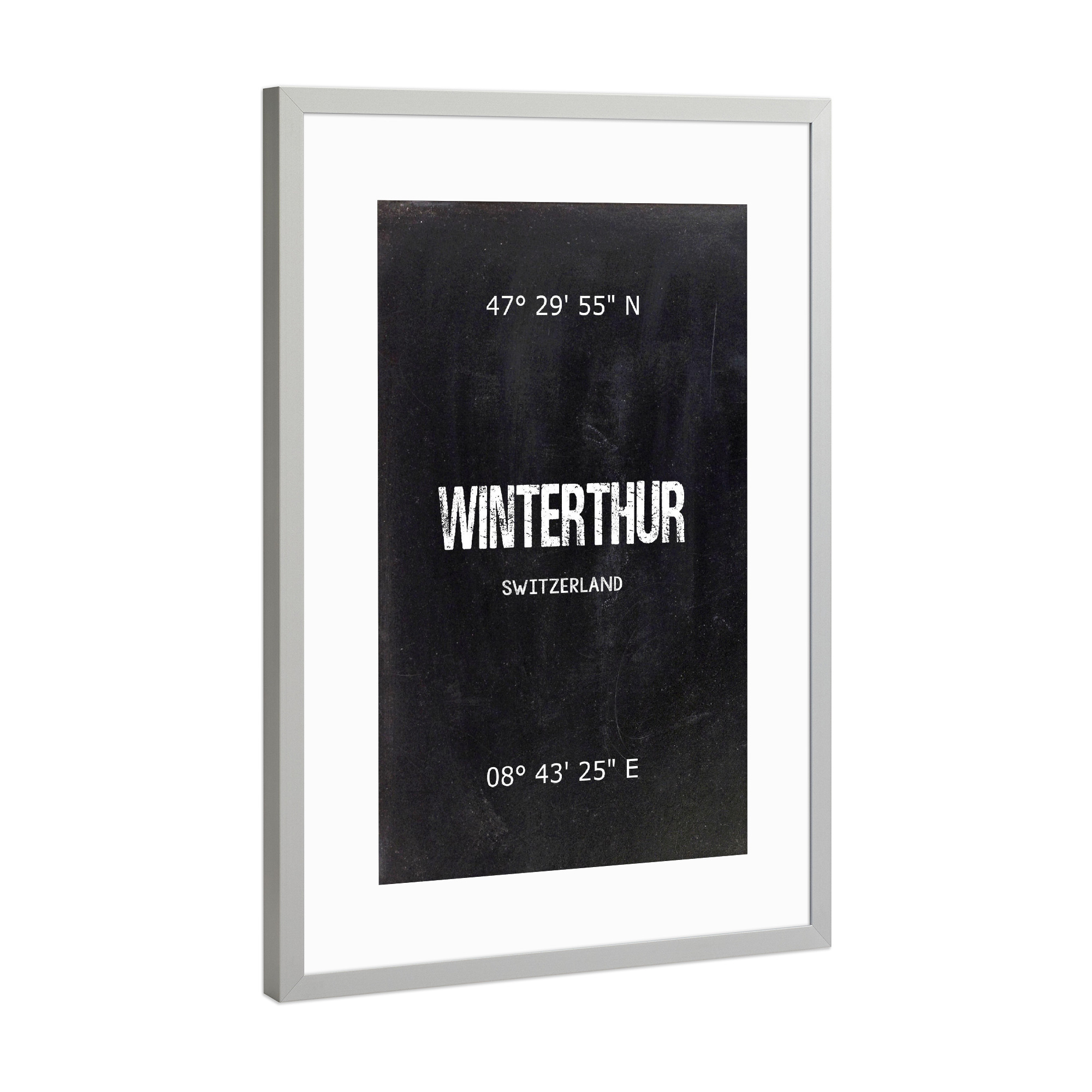 Poster mit Rahmen Silber "Winterthur Wall Art" artboxONE - Städte,Reise,Schwarzweiß - Switzerland,Art,Winterthur