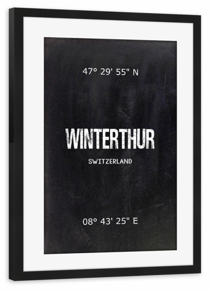 Poster mit Rahmen schwarz "Winterthur Wall Art" artboxONE - Städte,Reise,Schwarzweiß - Switzerland,Art,Winterthur
