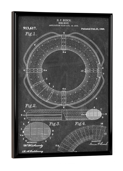 Poster mit schwarzem Rahmen "Rettungsring Patent (Tafel)" artboxONE - Reise,Schwarzweiß,Reise / Strand und Meer