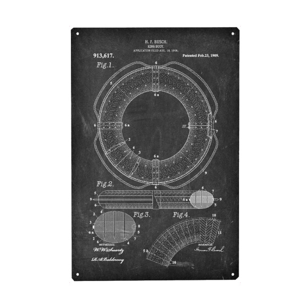 Holzbild "Rettungsring Patent (Tafel)" artboxONE - Reise,Schwarzweiß,Reise / Strand und Meer