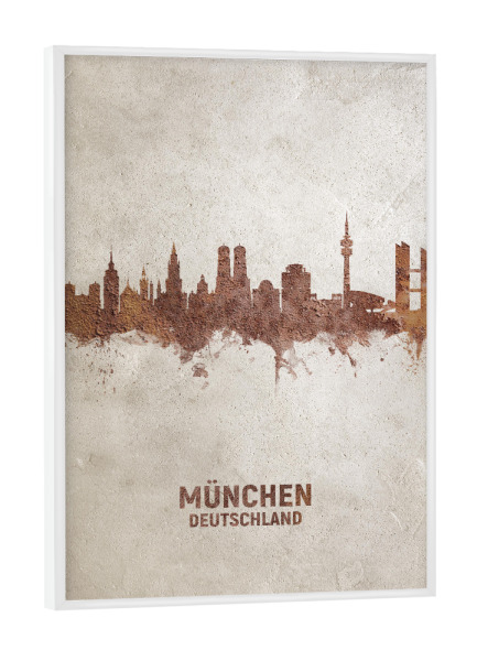 Poster mit weißem Rahmen "München Germany Rust Skyline" artboxONE - Städte / München - Munich,München,Skyline,Rust
