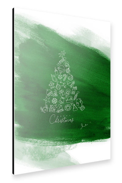 Alu-Dibond "Pen line christmas tree green" 30x20 cm artboxONE