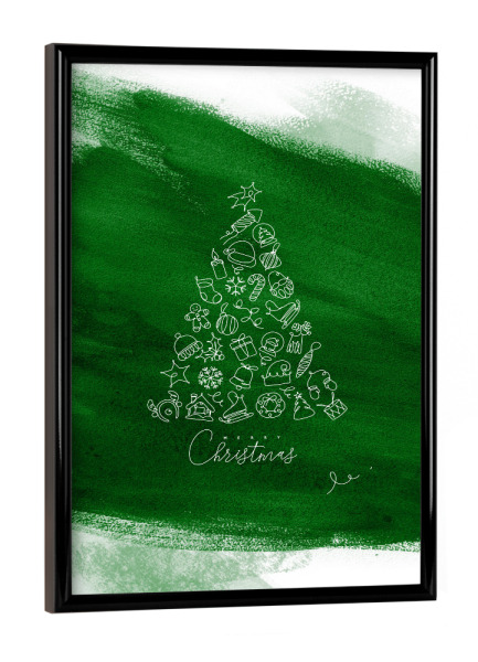Poster mit schwarzem Rahmen "Pen line christmas tree green" artboxONE - Für Kinder,Fashion,Weihnachten,Für Mama,Für Papa,Festivals - Tree,Brush