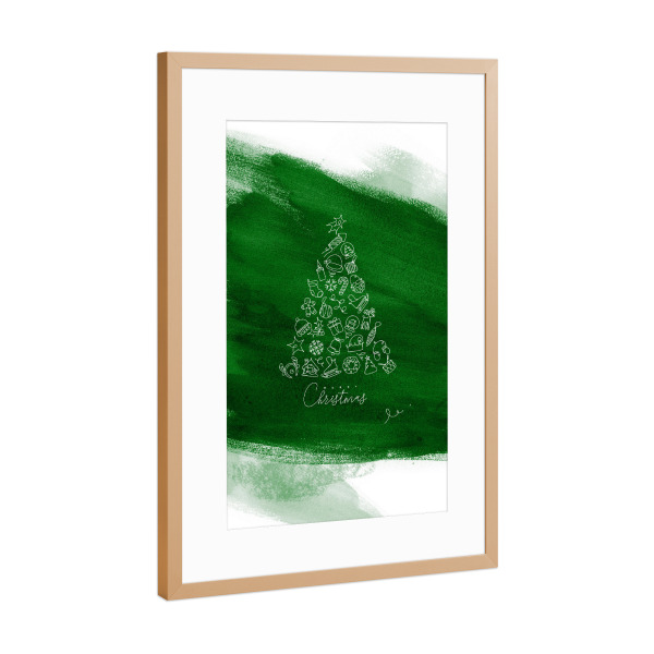 Poster mit Rahmen Kupfer "Pen line christmas tree green" artboxONE - Für Kinder,Fashion,Weihnachten,Für Mama,Für Papa,Festivals - Tree,Brush
