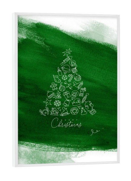 Poster mit weißem Rahmen "Pen line christmas tree green" artboxONE - Für Kinder,Fashion,Weihnachten,Für Mama,Für Papa,Festivals - Tree,Brush