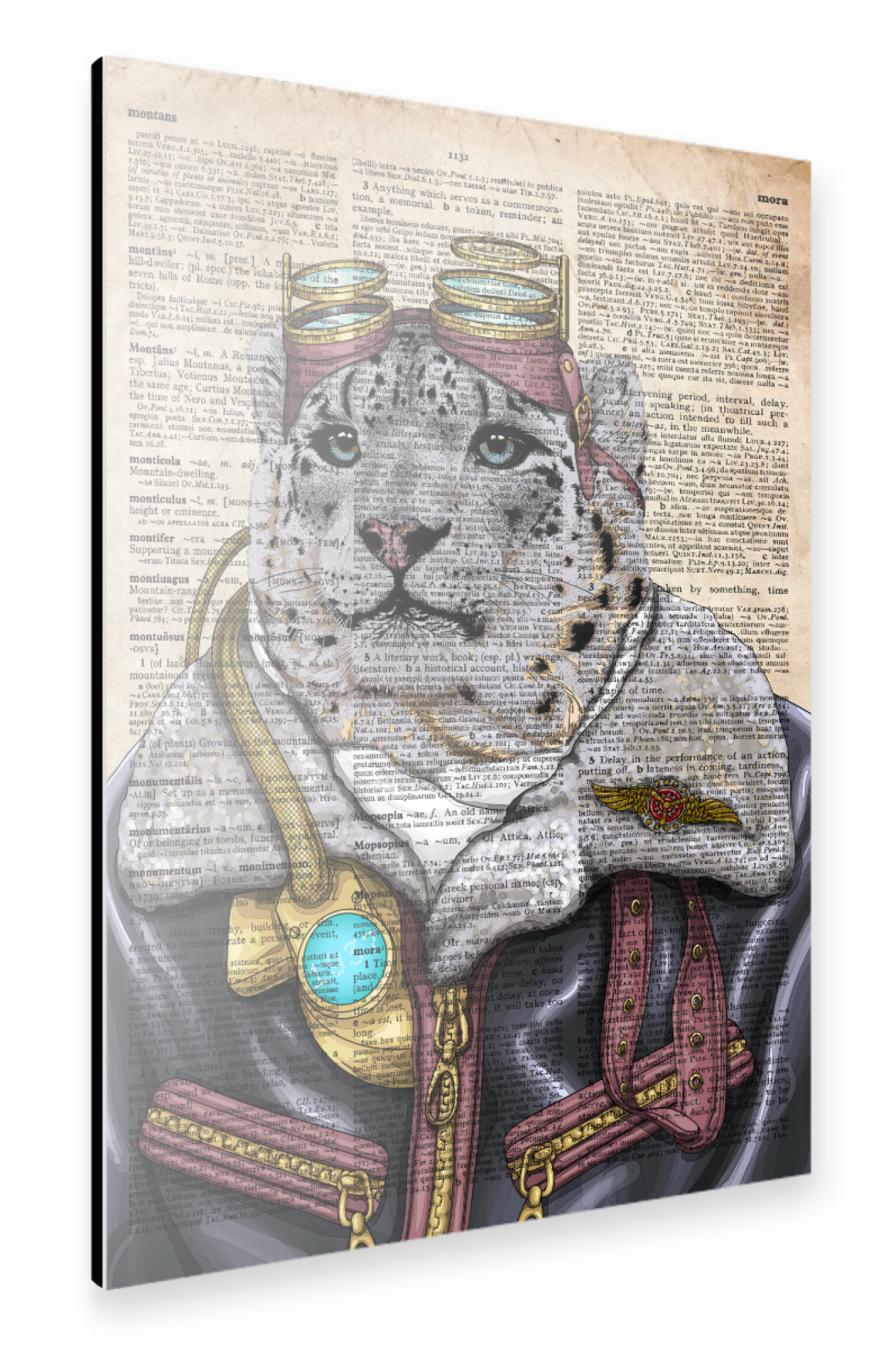 Alu-Dibond "Steampunk Schneeleopard" 75x50 cm artboxONE