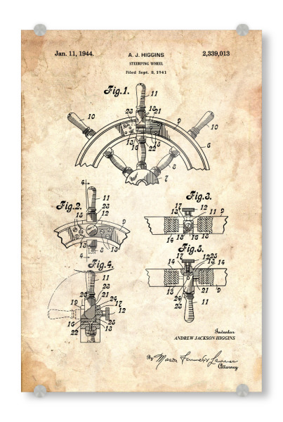 Acrylglasbild "Steuerrad Patent (Antik)" artboxONE - Reise,Reise / Strand und Meer - Patent,Retro,Schiff,Marine,Meer,Boot,Vintage,Steuerrad