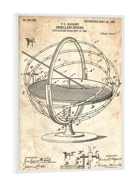 Poster mit weißem Rahmen "Astronomie: Sphäre (Antik)" artboxONE - Galaxy - Astronomie,Sternkunde,Sterne,Vintage,Retro,Kosmos,Wissenschaft,Galaxis