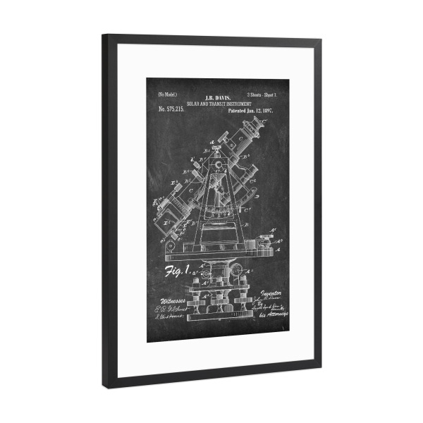 Poster mit Rahmen Schwarz (Metallic) "Astronomie: Teleskop (Tafel)" artboxONE - Schwarzweiß,Für Papa,Galaxy