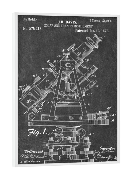 Poster mit weißem Rahmen "Astronomie: Teleskop (Tafel)" artboxONE - Schwarzweiß,Für Papa,Galaxy