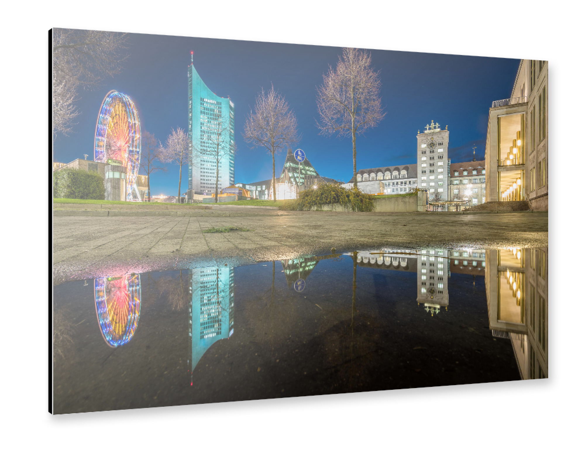 Alu-Dibond "Augustusplatz im Spiegel" 75x50 cm artboxONE