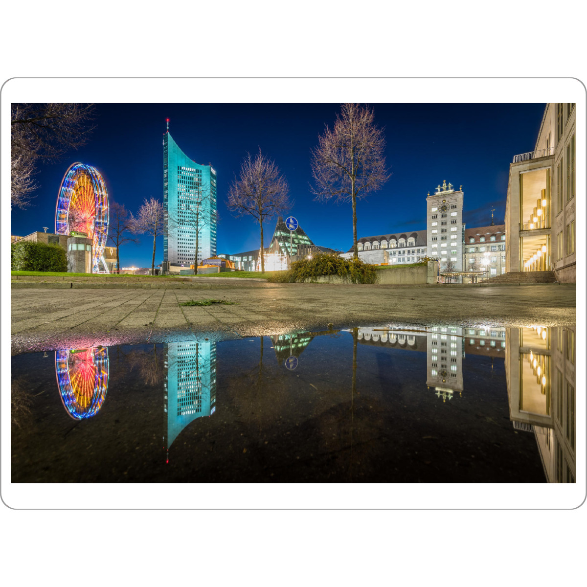 Tischset "Augustusplatz im Spiegel" artboxONE - Städte,Architektur - Leipzig,Augustusplatz,Abend,Stadt,Skyline,Deutschland,Riesenrad - Bild leipzig