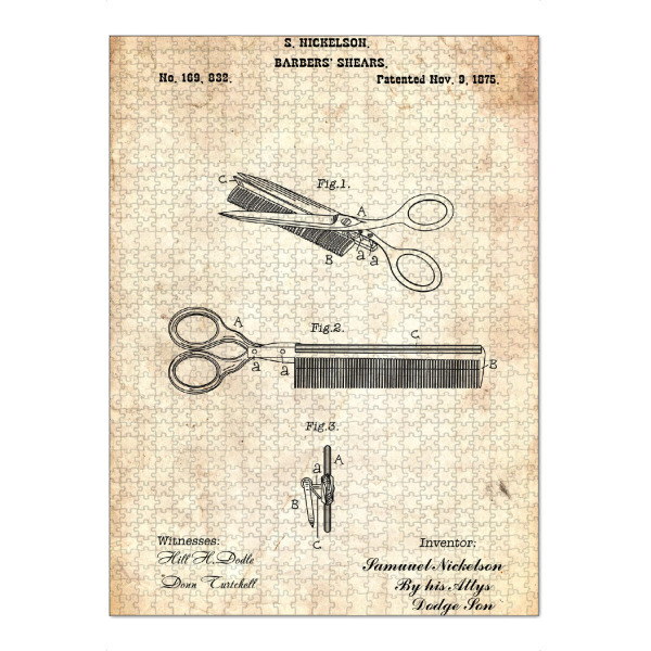 Puzzle Ravensburger "Friseurschere Patent (Antik)" artboxONE - Fashion,Streetart