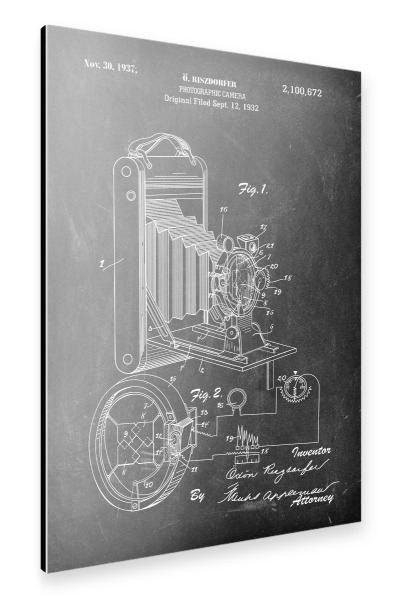 Alu-Dibond "Vintage Kamera III (Tafel)" 30x20 cm artboxONE