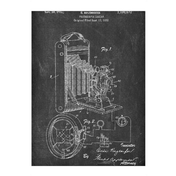 Puzzle Ravensburger "Vintage Kamera III (Tafel)" artboxONE - Reise,Film,Abstrakt,Schwarzweiß,Streetart