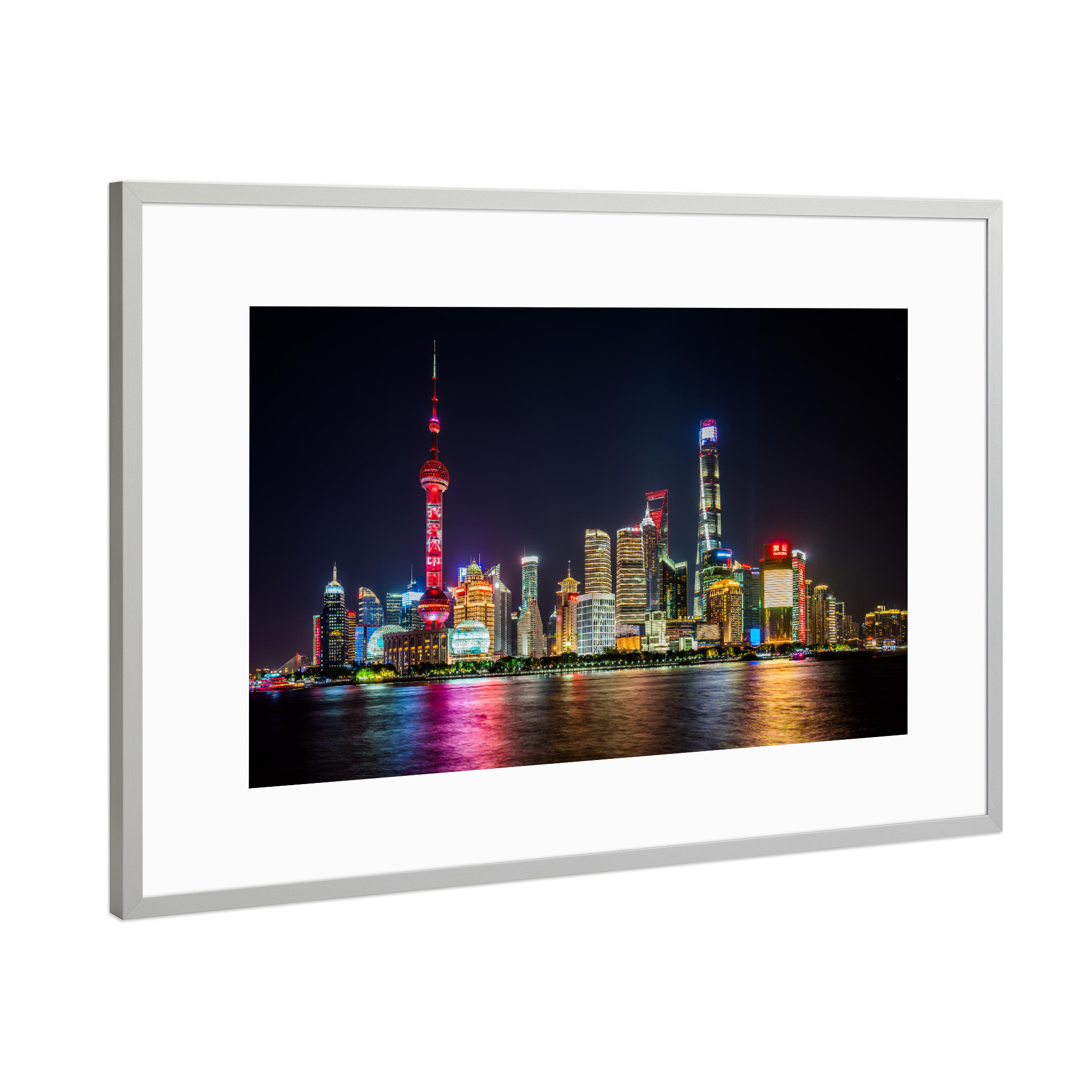 Poster mit Rahmen Silber "Shanghai - Skyline" artboxONE - Städte,Reise,Architektur,Reise / Asien,Reise / Länder,Städte / Shanghai