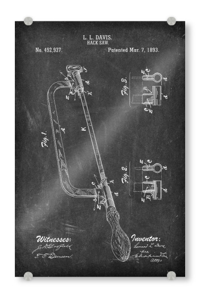 Acrylglasbild "Bügelsäge Patent (Tafel)" artboxONE - Schwarzweiß,Für Papa