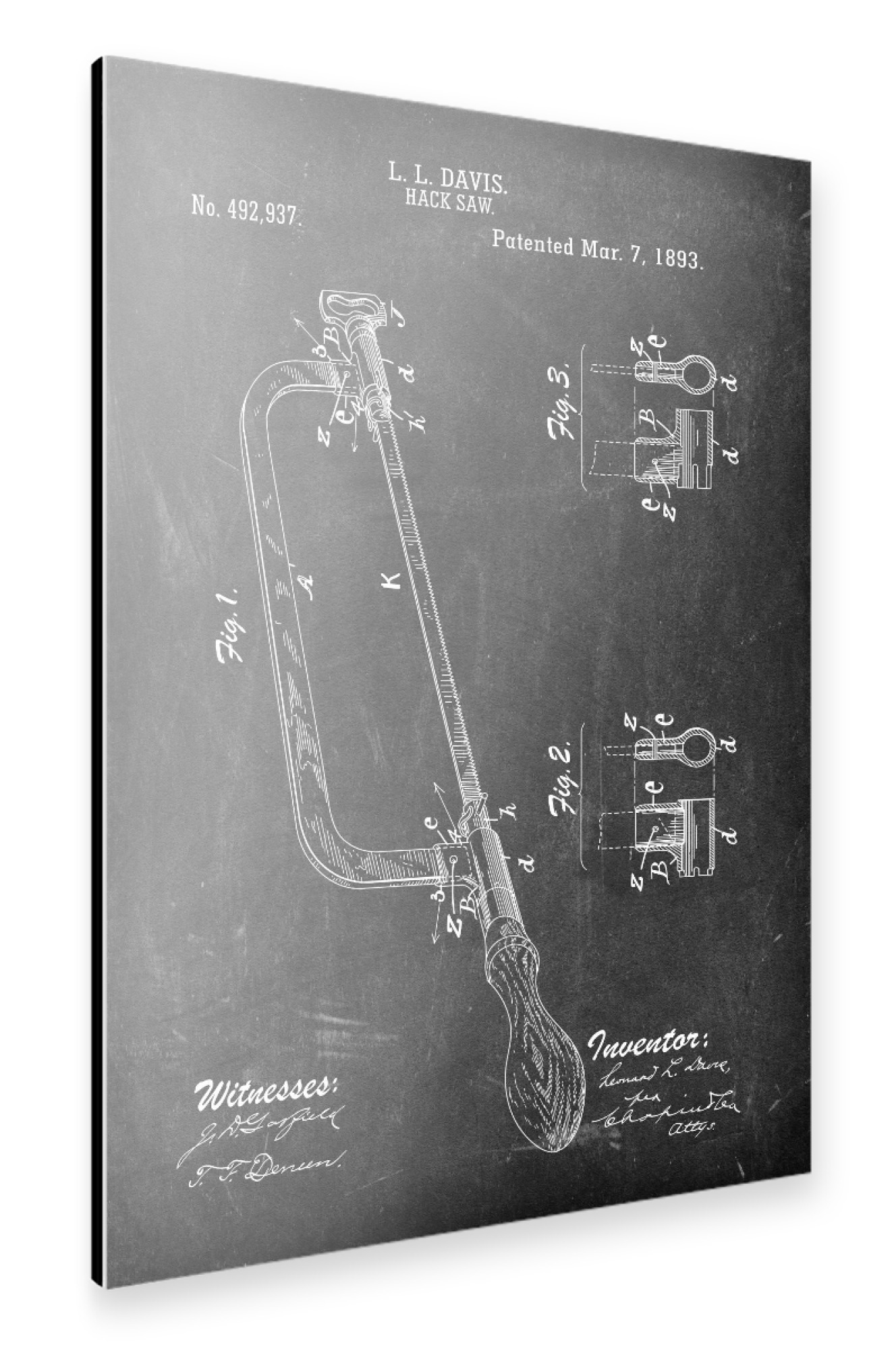 Alu-Dibond "Bügelsäge Patent (Tafel)" 75x50 cm artboxONE