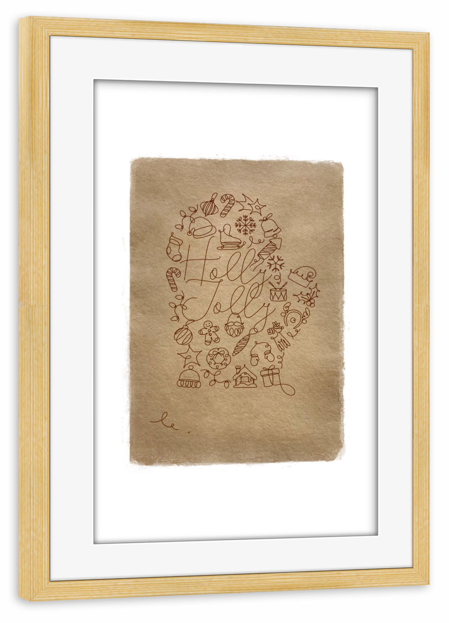 Poster mit Rahmen kiefer "Pen line christmas toy glove craft" artboxONE - Für Kinder,Fashion,Weihnachten - Lineart,Christmas