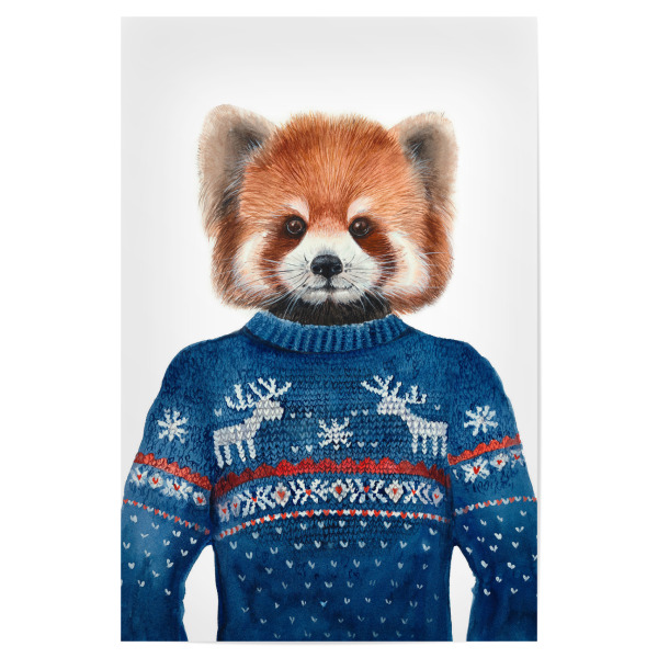 Poster 30x20 cm "Roter Panda in einem Pullover" artboxONE - Tiere - Tier,Roter panda,Pullover,Tierwelt,Katzenbär
