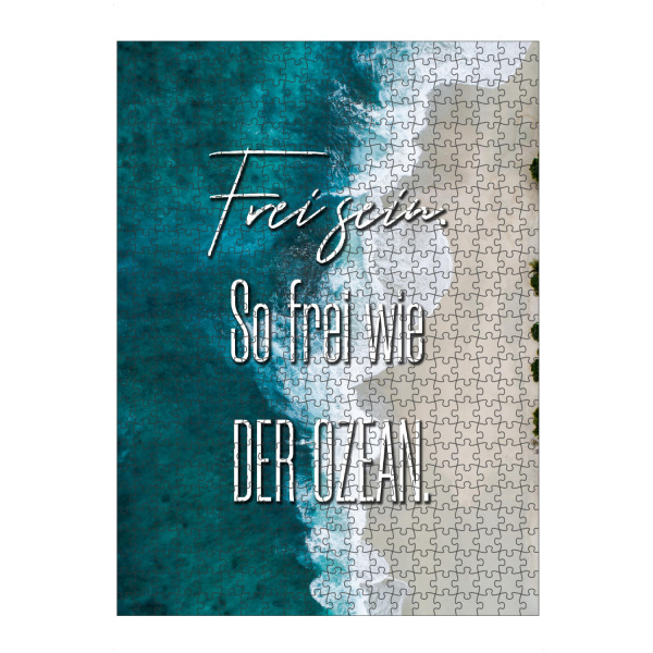 artboxONE Puzzle "Frei wie der Ozean" artboxONE - Typografie,Menschen - Typo,Typografie,Spruch,Zitat,Quote,Mut,Motivation,Meer,Welle - Bild typo