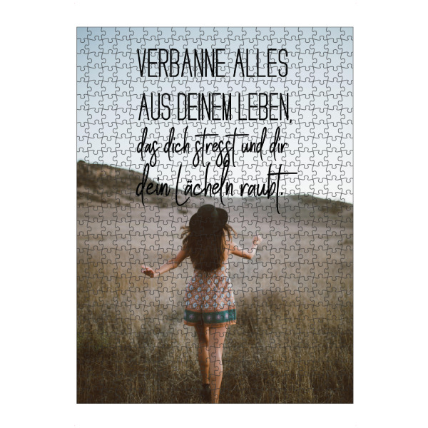 Puzzle Ravensburger "Verbanne alles" artboxONE - Typografie,Menschen - Mut,Motivation,Lachen,Optimismus,Natur - Bild mut