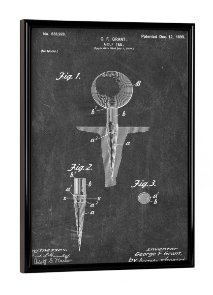 Poster mit schwarzem Rahmen "Golf patent (Tafel)" artboxONE - Schwarzweiß,Sport - Golfschläger,Patent,Golf,Vintage,Sport,Retro
