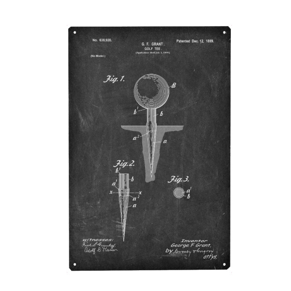 Holzbild "Golf patent (Tafel)" artboxONE - Schwarzweiß,Sport - Golfschläger,Patent,Golf,Vintage,Sport,Retro