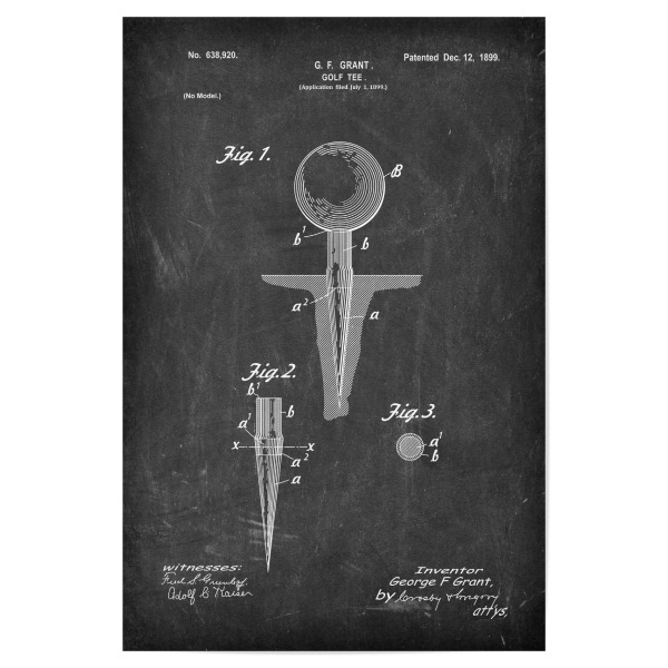 Poster 30x20 cm "Golf patent (Tafel)" artboxONE - Schwarzweiß,Sport - Golfschläger,Patent,Golf,Vintage,Sport,Retro