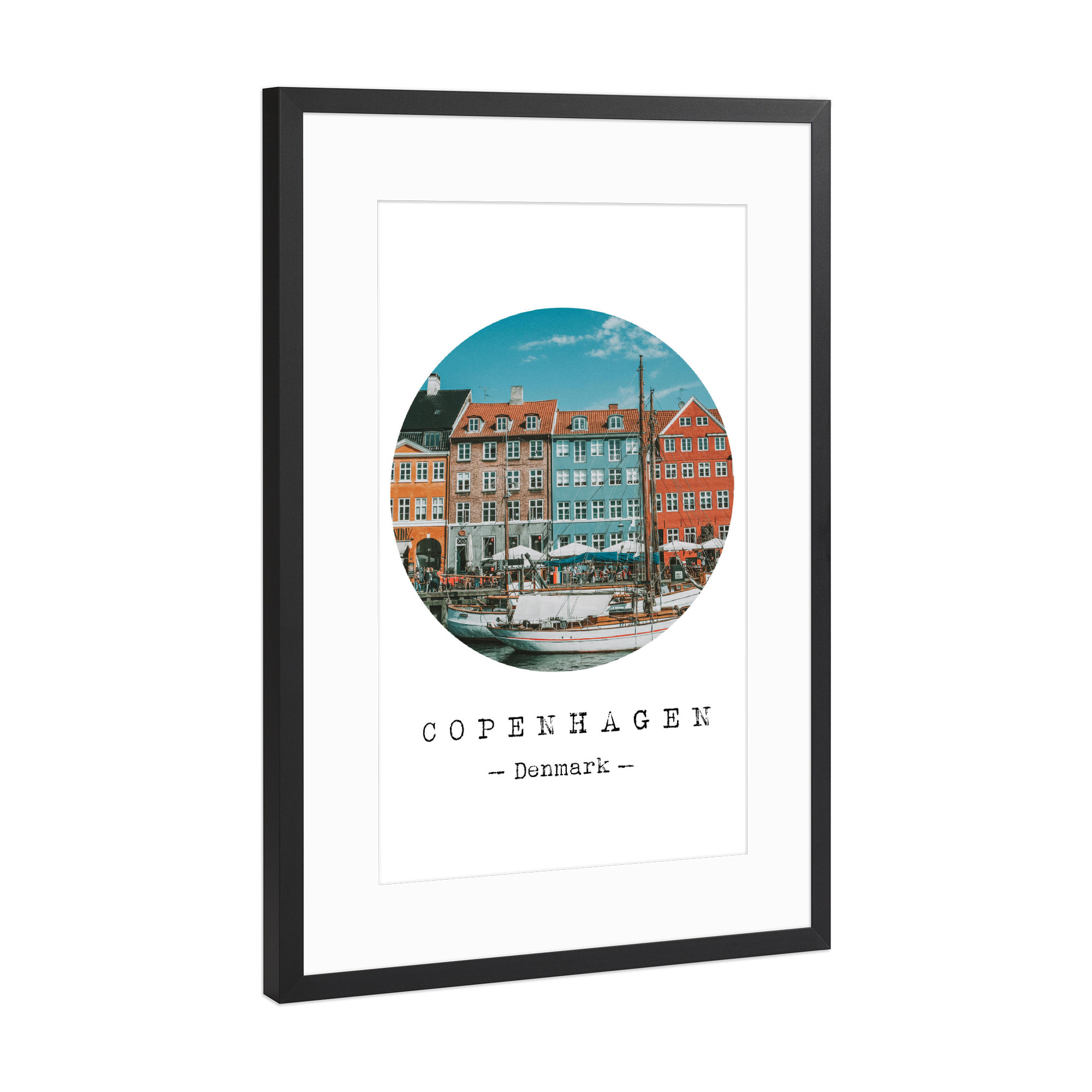 Poster mit Rahmen Schwarz (Metallic) "Colourful Copenhagen" artboxONE - Städte / København - Europe,Architecture,Vacation,Copenhagen