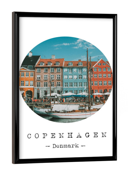 Poster mit schwarzem Rahmen "Colourful Copenhagen" artboxONE - Städte / København - Europe,Architecture,Vacation,Copenhagen