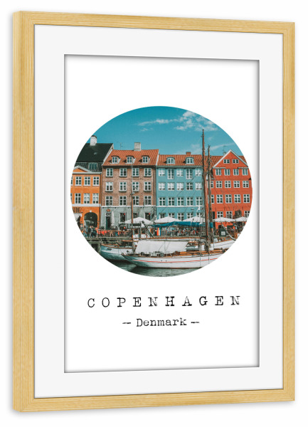 Poster mit Rahmen kiefer "Colourful Copenhagen" artboxONE - Städte / København - Europe,Architecture,Vacation,Copenhagen