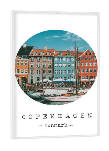 Poster mit weißem Rahmen "Colourful Copenhagen" artboxONE - Städte / København - Europe,Architecture,Vacation,Copenhagen