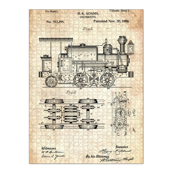 Puzzle Ravensburger "Lokomotive Patent (Antik)" artboxONE - Reise,Automobile,Für Papa