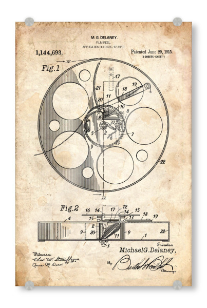 Acrylglasbild "Filmrolle Patent (Antik)" artboxONE - Film,Für Papa