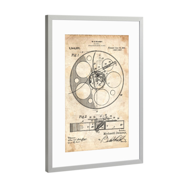 Poster mit Rahmen Silber "Filmrolle Patent (Antik)" artboxONE - Film,Für Papa