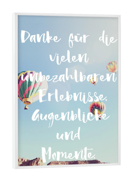 Poster mit weißem Rahmen "Air balloons" artboxONE - Typografie - Air balloon,Balloon,Travel,Quote,Danke,Moment