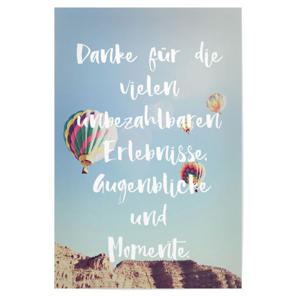 Poster "Air balloons" artboxONE - Typografie - Air balloon,Balloon,Travel,Quote,Danke,Moment