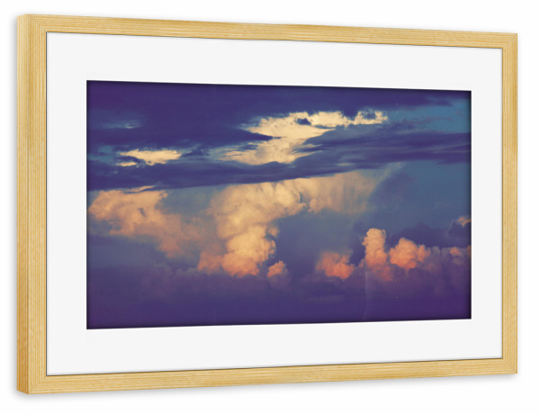 Poster mit Rahmen kiefer "Das Wolken Treffen" artboxONE - Natur - Wolken,Donner,Himmel,Regen